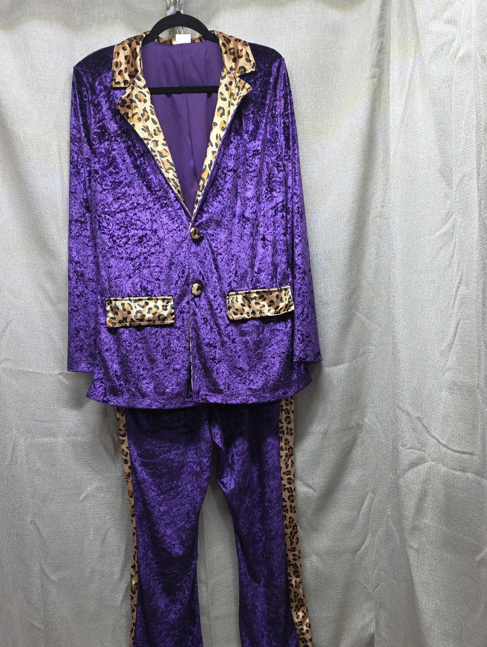 Spirit, 70s Costume, Sz M, Purple Velvet Suit, Leopard Trim, Fully Lined Jacket